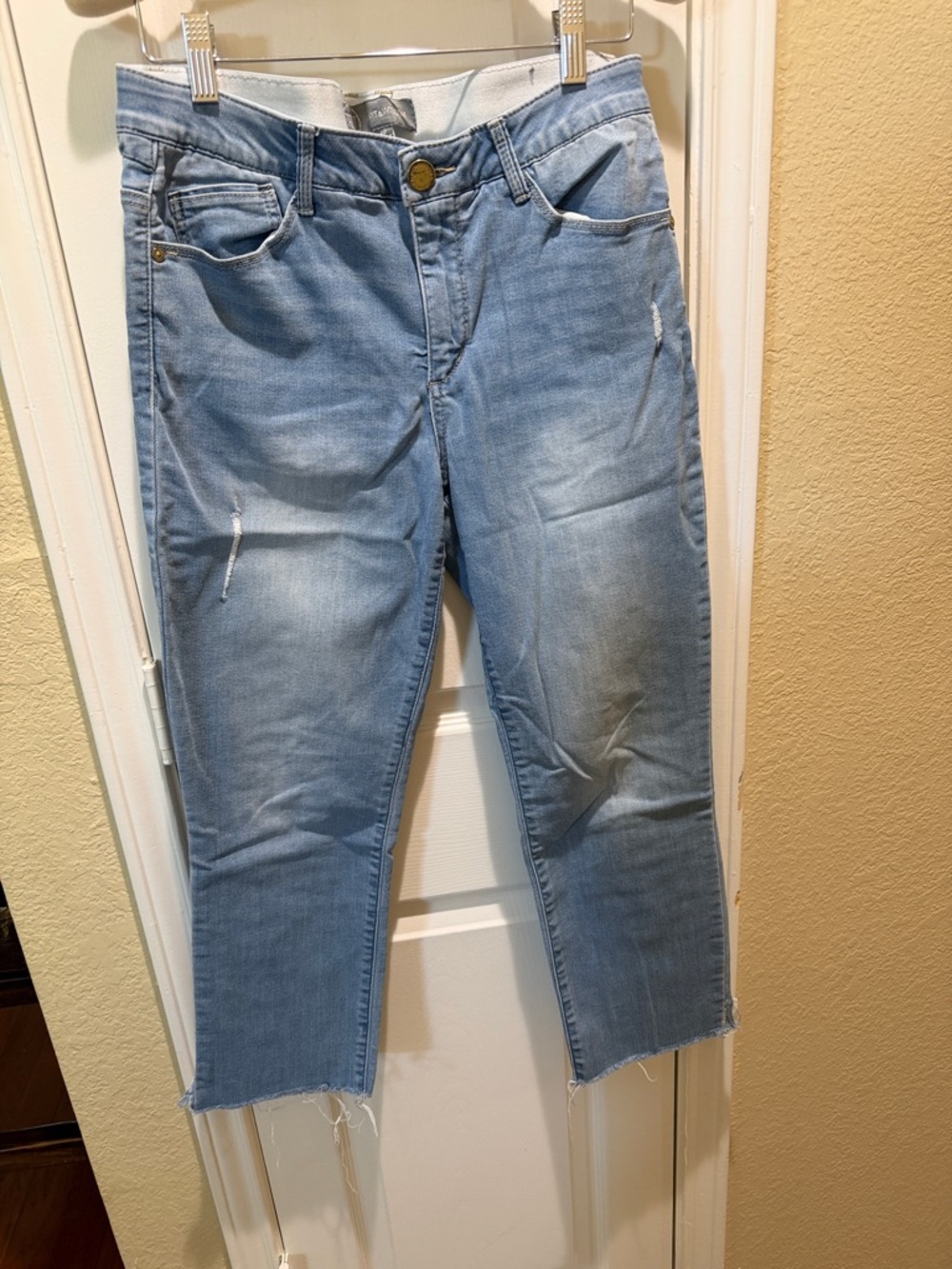 Wit & Wisdom Light Blue Cropped Distressed Jeans